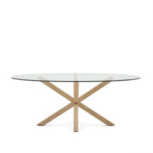 Load image into Gallery viewer, Argo oval table with glass and wood effect steel legs Ø 200 x 100 cm