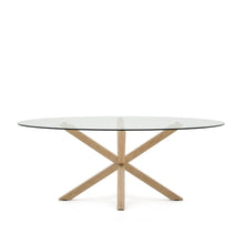 Load image into Gallery viewer, Argo oval table with glass and wood effect steel legs Ø 200 x 100 cm - image 2