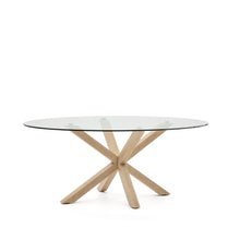 Load image into Gallery viewer, Argo oval table with glass and wood effect steel legs Ø 200 x 100 cm - image 4