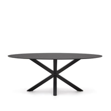 Load image into Gallery viewer, Argo table with black glass and black steel legs Ø 200 x 100 cm - image 2