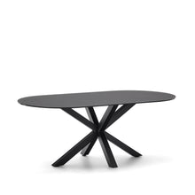 Load image into Gallery viewer, Argo table with black glass and black steel legs Ø 200 x 100 cm - image 3