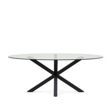 Load image into Gallery viewer, Argo oval table in glass and steel legs with black finish Ø 200 x 100 cm - image 2