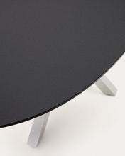 Load image into Gallery viewer, Argo oval table in matt black glass and steel legs with white finish Ø 200 x 100 cm - image 5