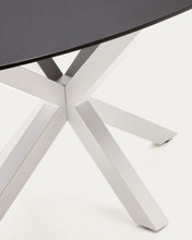 Load image into Gallery viewer, Argo oval table in matt black glass and steel legs with white finish Ø 200 x 100 cm - image 6