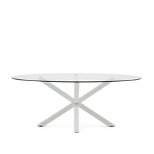 Load image into Gallery viewer, Argo oval table in glass and steel legs with white finish Ø 200 x 100 cm - image 2