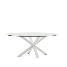 Load image into Gallery viewer, Argo oval table in glass and steel legs with white finish Ø 200 x 100 cm - image 3