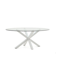 Load image into Gallery viewer, Argo oval table in glass and steel legs with white finish Ø 200 x 100 cm - image 4