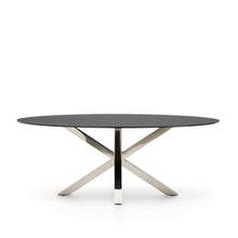 Load image into Gallery viewer, Argo oval table in matt black glass and stainless steel legs Ø 200 x 100 cm - image 2