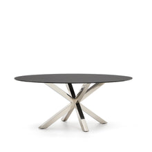 Load image into Gallery viewer, Argo oval table in matt black glass and stainless steel legs Ø 200 x 100 cm - image 4