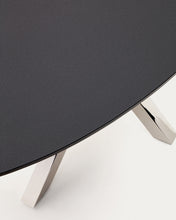 Load image into Gallery viewer, Argo oval table in matt black glass and stainless steel legs Ø 200 x 100 cm - image 5