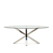 Load image into Gallery viewer, Argo oval table in glass and stainless steel legs Ø 200 x 100 cm