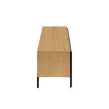 Load image into Gallery viewer, Nadyria oak wood veneer 3 door TV stand with black finish steel, 180 x 50 cm - image 4