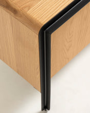 Load image into Gallery viewer, Nadyria oak wood veneer 3 door TV stand with black finish steel, 180 x 50 cm - image 7