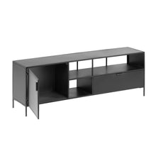 Load image into Gallery viewer, Shantay metal TV stand in a painted black finish with 1 door and drawer, 150 x 50 cm - image 2
