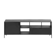 Load image into Gallery viewer, Shantay metal TV stand in a painted black finish with 1 door and drawer, 150 x 50 cm - image 3