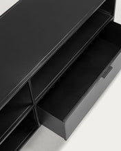 Load image into Gallery viewer, Shantay metal TV stand in a painted black finish with 1 door and drawer, 150 x 50 cm - image 8