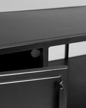 Load image into Gallery viewer, Shantay metal TV stand in a painted black finish with 1 door and drawer, 150 x 50 cm - image 9