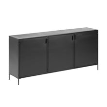 Load image into Gallery viewer, Shantay metal sideboard in a painted black finish with 3 doors, 160 x 72 cm