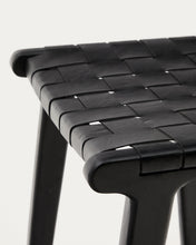 Load image into Gallery viewer, Calixta stool in leather and solid mahogany wood with black finish, 67 cm height - image 10