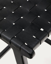 Load image into Gallery viewer, Calixta stool in leather and solid mahogany wood with black finish, 67 cm height - image 11