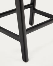Load image into Gallery viewer, Calixta stool in leather and solid mahogany wood with black finish, 67 cm height - image 12