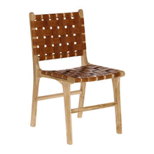 Load image into Gallery viewer, Calixta chair in leather and solid teak