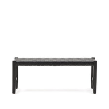 Load image into Gallery viewer, Calixta bench in leather and solid mahogany wood with black finish 120 cm - image 3