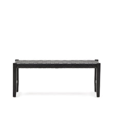 Load image into Gallery viewer, Calixta bench in leather and solid mahogany wood with black finish 120 cm - image 4