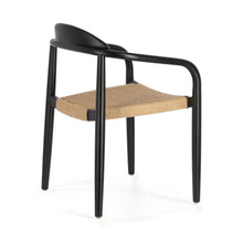 Load image into Gallery viewer, Nina stackable chair solid acacia wood with black finish and beige paper rope seat FSC100% - image 5
