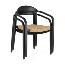 Load image into Gallery viewer, Nina stackable chair solid acacia wood with black finish and beige paper rope seat FSC100% - image 7