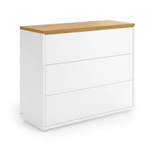 Load image into Gallery viewer, Abilen 3-drawer oak veneer and white lacquer chest of drawers 90 x 75 cm FSC 100%