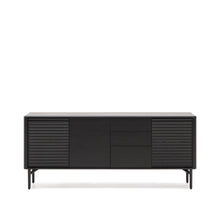 Load image into Gallery viewer, Lenon sideboard 3 doors and 3 drawers solid wood and black oak veneer 200x86cm FSC Mix Credit