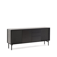 Load image into Gallery viewer, Lenon sideboard 3 doors and 3 drawers solid wood and black oak veneer 200x86cm FSC Mix Credit - image 3