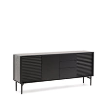 Load image into Gallery viewer, Lenon sideboard 3 doors and 3 drawers solid wood and black oak veneer 200x86cm FSC Mix Credit - image 4