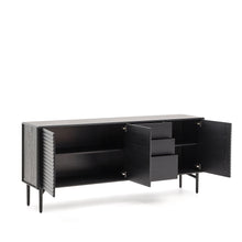 Load image into Gallery viewer, Lenon sideboard 3 doors and 3 drawers solid wood and black oak veneer 200x86cm FSC Mix Credit - image 5