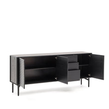Load image into Gallery viewer, Lenon sideboard 3 doors and 3 drawers solid wood and black oak veneer 200x86cm FSC Mix Credit - image 6