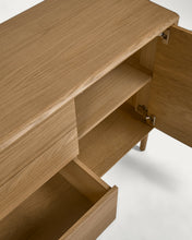 Load image into Gallery viewer, Lenon oak wood and veneer sideboard with 2 doors &amp; 3 drawers, 155 x 86 cm FSC MIX Credit - image 8