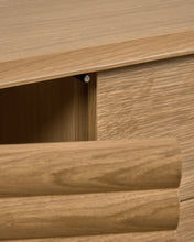 Load image into Gallery viewer, Lenon oak wood and veneer sideboard with 2 doors &amp; 3 drawers, 155 x 86 cm FSC MIX Credit - image 10