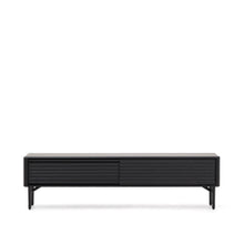 Load image into Gallery viewer, Lenon TV cabinet, 2 doors in solid wood and black oak veneer 200x57 cm FSC Mix Credit - image 2