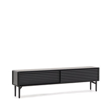 Load image into Gallery viewer, Lenon TV cabinet, 2 doors in solid wood and black oak veneer 200x57 cm FSC Mix Credit - image 3
