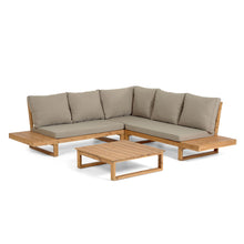 Load image into Gallery viewer, Flaviina 5 seater solid acacia wood corner sofa set with table