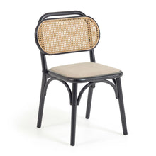 Load image into Gallery viewer, Doriane solid elm chair with black lacquer and upholstered seat