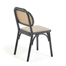 Load image into Gallery viewer, Doriane solid elm chair with black lacquer and upholstered seat - image 3