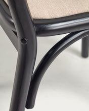 Load image into Gallery viewer, Doriane solid elm chair with black lacquer and upholstered seat - image 8