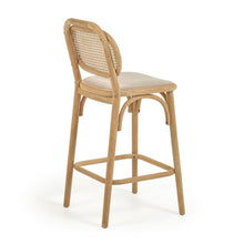 Load image into Gallery viewer, Doriane 65 cm height solid oak stool with natural finish and upholstered seat FSC Mix Credit - image 3