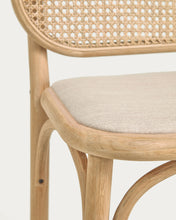 Load image into Gallery viewer, Doriane 65 cm height solid oak stool with natural finish and upholstered seat FSC Mix Credit - image 7