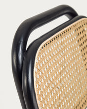 Load image into Gallery viewer, Doriane 65 cm height solid elm stool black lacquer finish and upholstered seat - image 6