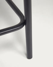 Load image into Gallery viewer, Doriane 65 cm height solid elm stool black lacquer finish and upholstered seat - image 7