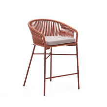 Load image into Gallery viewer, Yanet stool made from terracotta cord and galvanised steel, height 65 cm - image 2