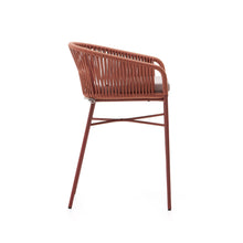 Load image into Gallery viewer, Yanet stool made from terracotta cord and galvanised steel, height 65 cm - image 4